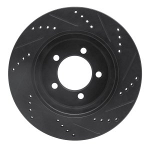 Ford Explorer Brake Rotor (1) - Front Left - R1 Concepts - Drilled & Slotted - Black - `02-`05